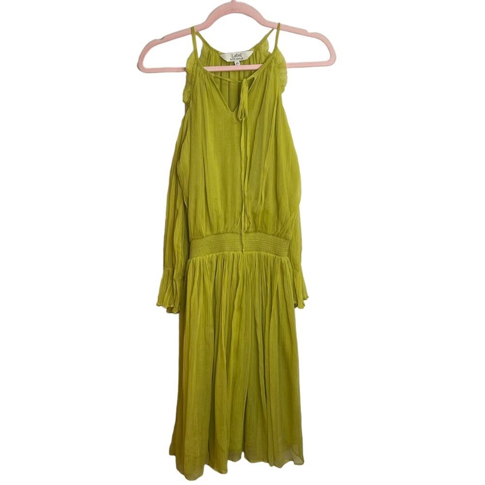 Label Ritu Kumar Yellow Green Cold Shoulder Dress